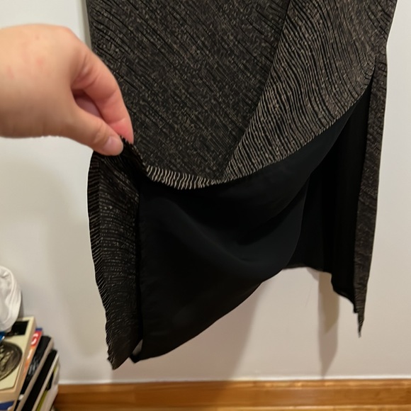 111 state striped printed 100% silk maxi dress - black/gold - size S - Picture 8 of 9